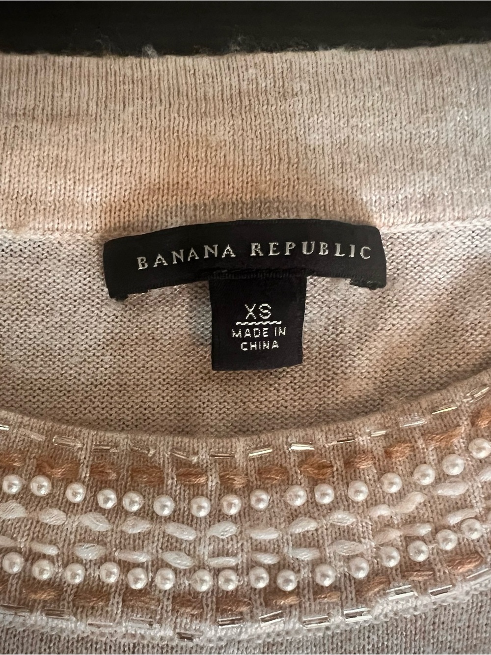 Banana Republic Cream Beaded Crewneck Sweater 🐝 - Picture 3 of 10